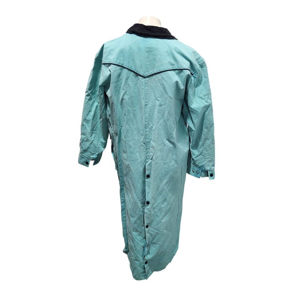 Saddlesmith Outfitters Western Duster Jacket Teal Canvas Ranch Coat Small - Picture 4 of 5